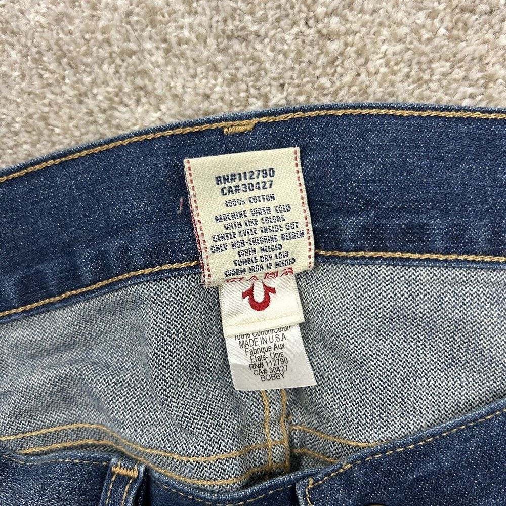 True Religion USA Straight Cut Blue Denim Jeans Men's Size 34 Hip Hop READ - Picture 5 of 13